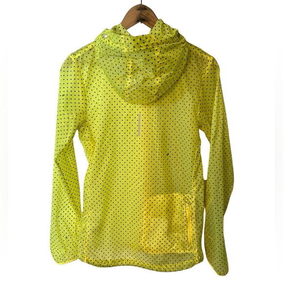🔥Nike | Women’s lemon yellow translucent zip front running jacket black dots, S - Picture 2 of 14